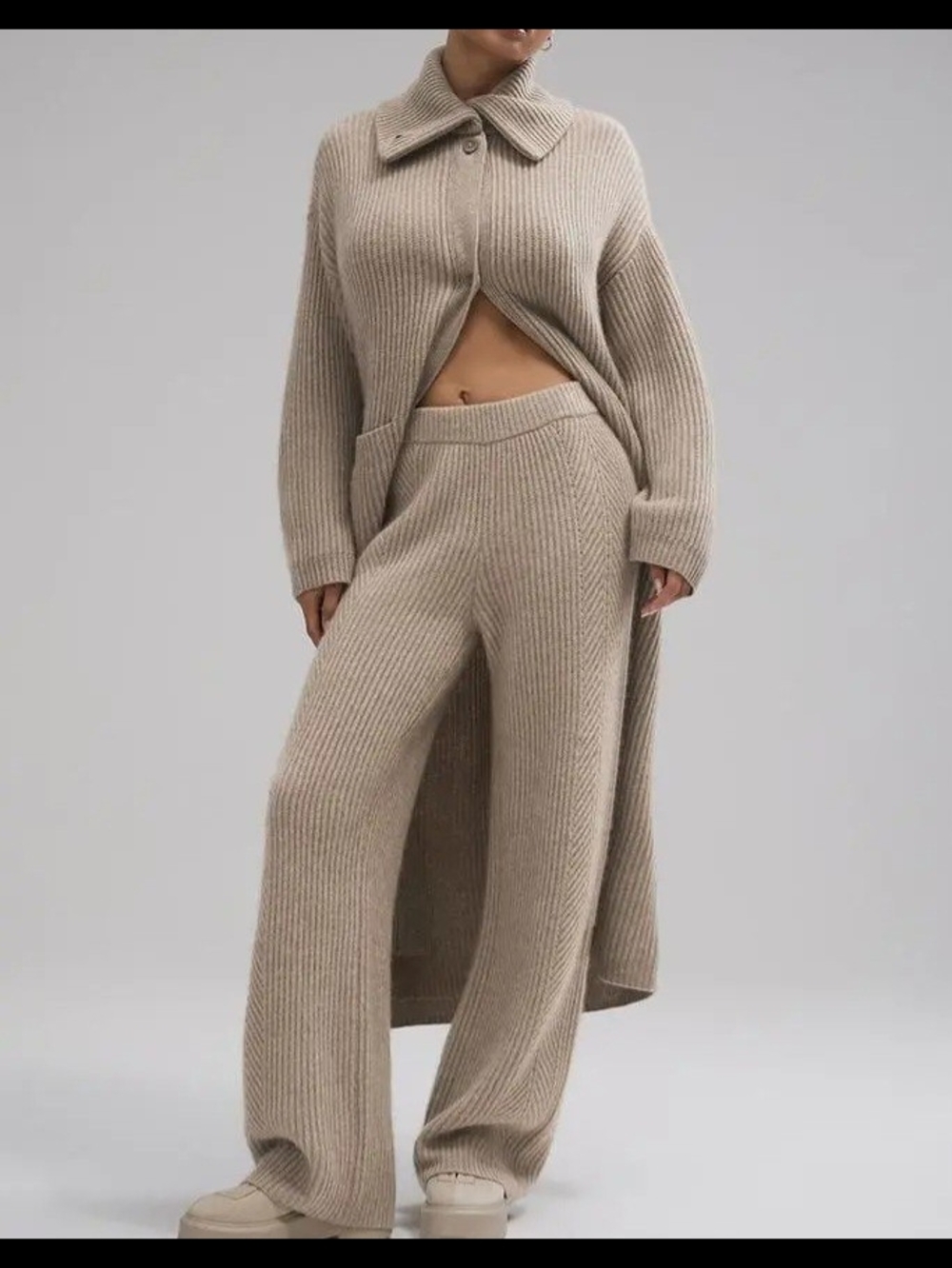 ALO Yoga Cashmere Cardigan Beige Taupe